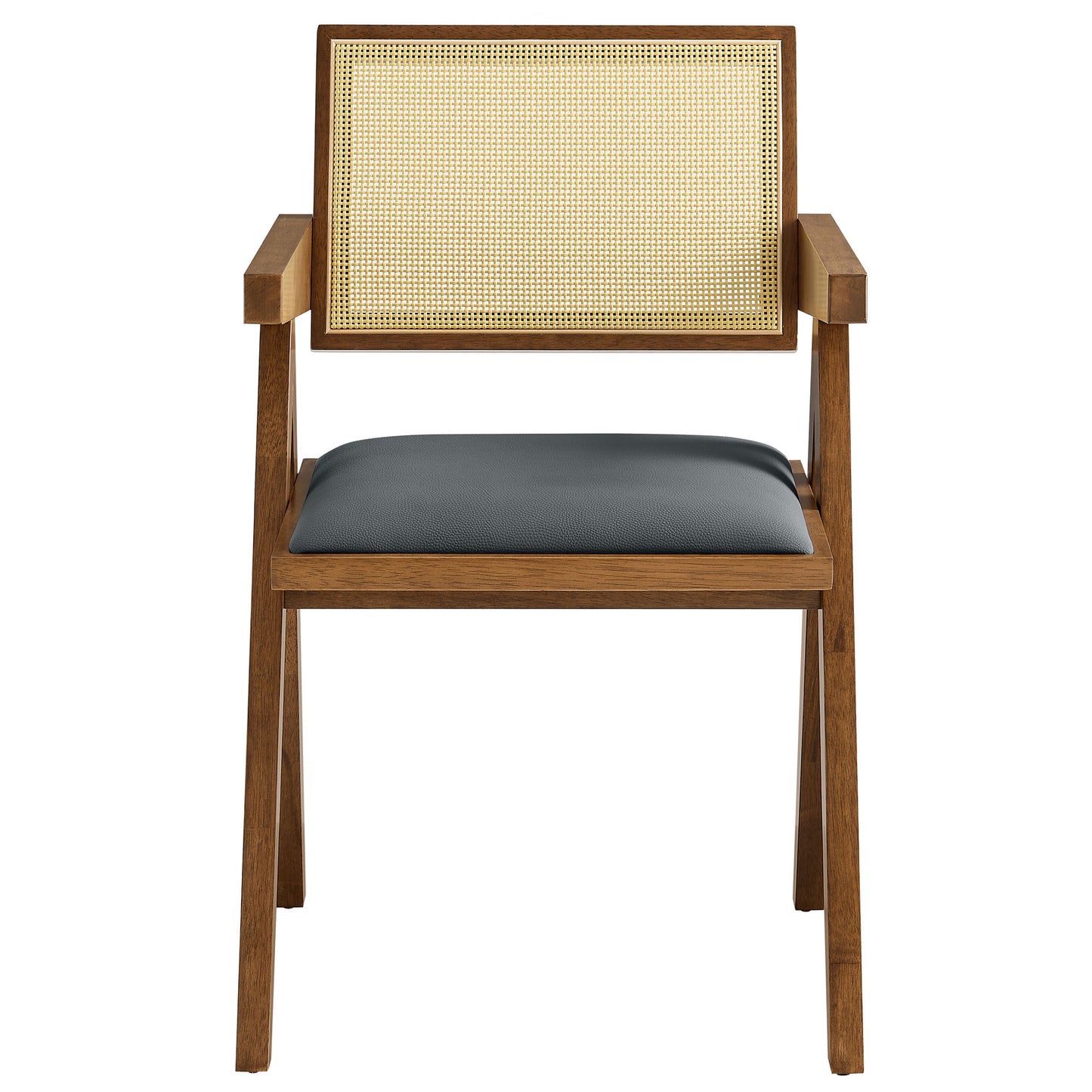 Thera Vegan Leather Cane Dining Armchairs Set of 2 by Furniture for America