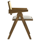 Verdejo Vegan Leather Cane Dining Armchairs Set of 2 in Weathered Oak Stone