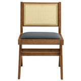 Verdejo Vegan Leather and Cane Dining Side Chairs Set of 2 in Walnut Black