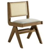 Verdejo Vegan Leather and Cane Dining Side Chairs Set of 2 in Weathered Oak Stone