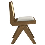 Verdejo Vegan Leather and Cane Dining Side Chairs Set of 2 in Weathered Oak Stone