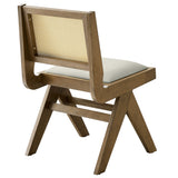 Verdejo Vegan Leather and Cane Dining Side Chairs Set of 2 in Weathered Oak Stone