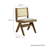 Verdejo Vegan Leather and Cane Dining Side Chairs Set of 2 in Weathered Oak Stone
