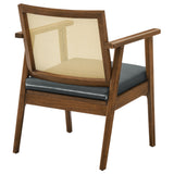 Verdejo Vegan Leather and Cane Accent Armchairs Set of 2 in Walnut Black