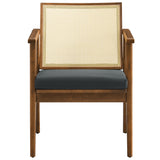 Verdejo Vegan Leather and Cane Accent Armchairs Set of 2 in Walnut Black
