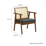 Verdejo Vegan Leather and Cane Accent Armchairs Set of 2 in Walnut Black