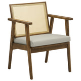 Verdejo Vegan Leather and Cane Accent Armchairs Set of 2 in Weathered Oak Stone
