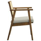 Verdejo Vegan Leather and Cane Accent Armchairs Set of 2 in Weathered Oak Stone