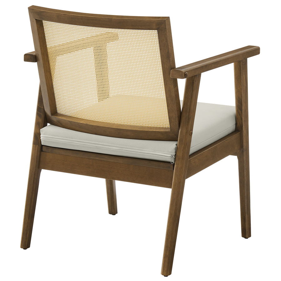 Verdejo Vegan Leather and Cane Accent Armchairs Set of 2 in Weathered Oak Stone