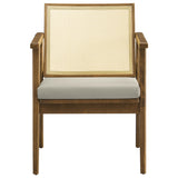 Verdejo Vegan Leather and Cane Accent Armchairs Set of 2 in Weathered Oak Stone