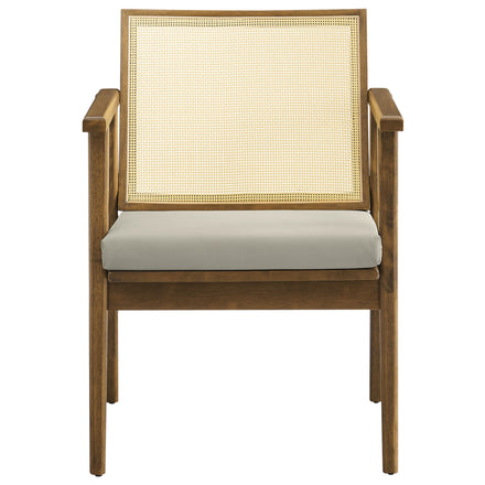 Thera Vegan Leather and Cane Accent Armchairs Set of 2 in Weathered Oak Stone