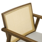 Verdejo Vegan Leather and Cane Accent Armchairs Set of 2 in Weathered Oak Stone
