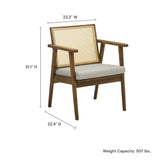 Verdejo Vegan Leather and Cane Accent Armchairs Set of 2 in Weathered Oak Stone