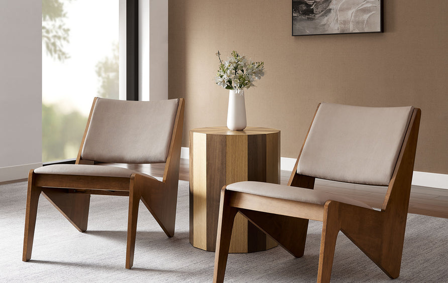 Ardmore Vegan Leather Accent Chairs Set of 2 in Walnut Brown