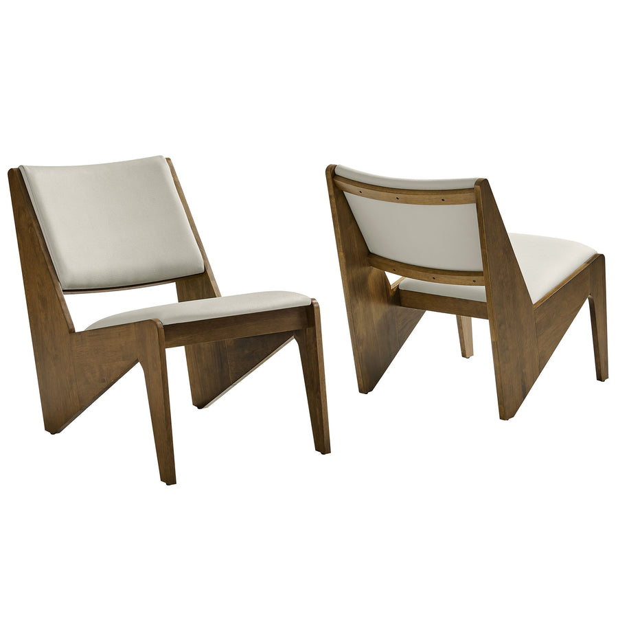 Ardmore Vegan Leather Accent Chairs Set of 2 in Weathered Oak Stone