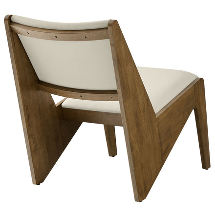 Rylina Vegan Leather Accent Chairs Set of 2 in Weathered Oak Stone
