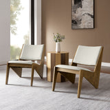 Ardmore Vegan Leather Accent Chairs Set of 2 in Weathered Oak Stone