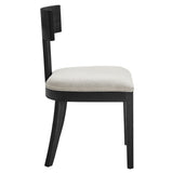 Olden Wood and Fabric Upholstered Dining Chairs Set of 2 in Black Heathered Weave Ivory