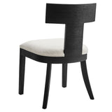 Olden Wood and Fabric Upholstered Dining Chairs Set of 2 in Black Heathered Weave Ivory