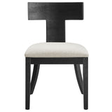 Olden Wood and Fabric Upholstered Dining Chairs Set of 2 in Black Heathered Weave Ivory
