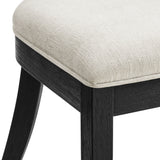 Olden Wood and Fabric Upholstered Dining Chairs Set of 2 in Black Heathered Weave Ivory