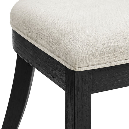 Peregrine Wood and Fabric Upholstered Dining Chairs Set of 2 in Black Heathered Weave Ivory