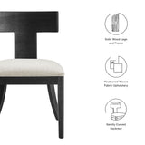 Olden Wood and Fabric Upholstered Dining Chairs Set of 2 in Black Heathered Weave Ivory