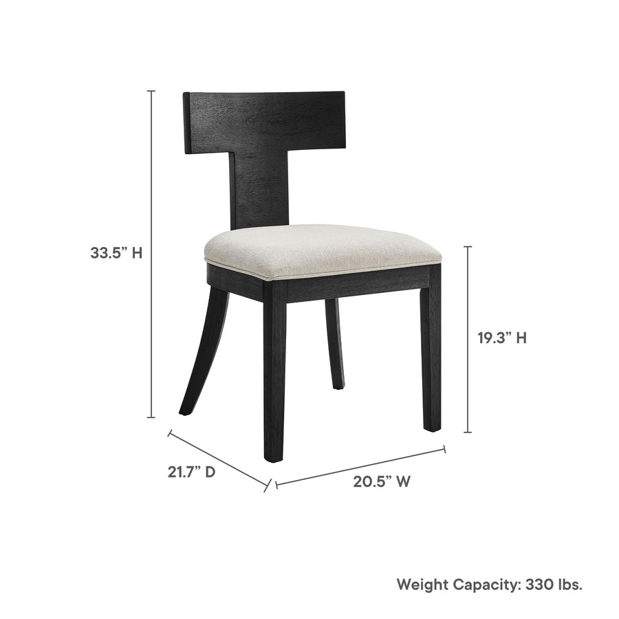 Olden Wood and Fabric Upholstered Dining Chairs Set of 2 in Black Heathered Weave Ivory
