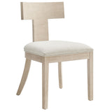 Olden Wood and Fabric Upholstered Dining Chairs Set of 2 in Natural Heathered Weave Ivory