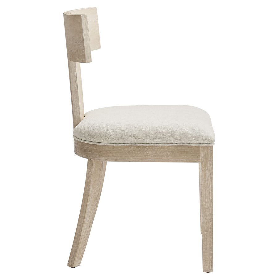 Olden Wood and Fabric Upholstered Dining Chairs Set of 2 in Natural Heathered Weave Ivory