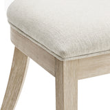 Olden Wood and Fabric Upholstered Dining Chairs Set of 2 in Natural Heathered Weave Ivory
