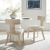Olden Wood and Fabric Upholstered Dining Chairs Set of 2 in Natural Heathered Weave Ivory
