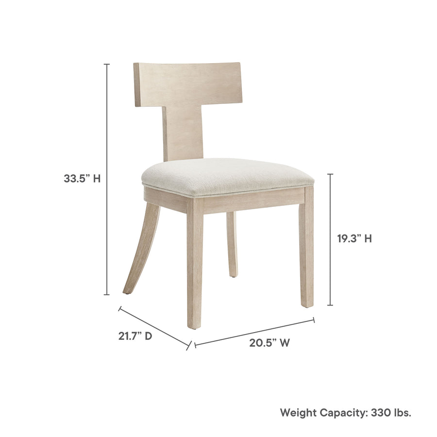 Olden Wood and Fabric Upholstered Dining Chairs Set of 2 in Natural Heathered Weave Ivory