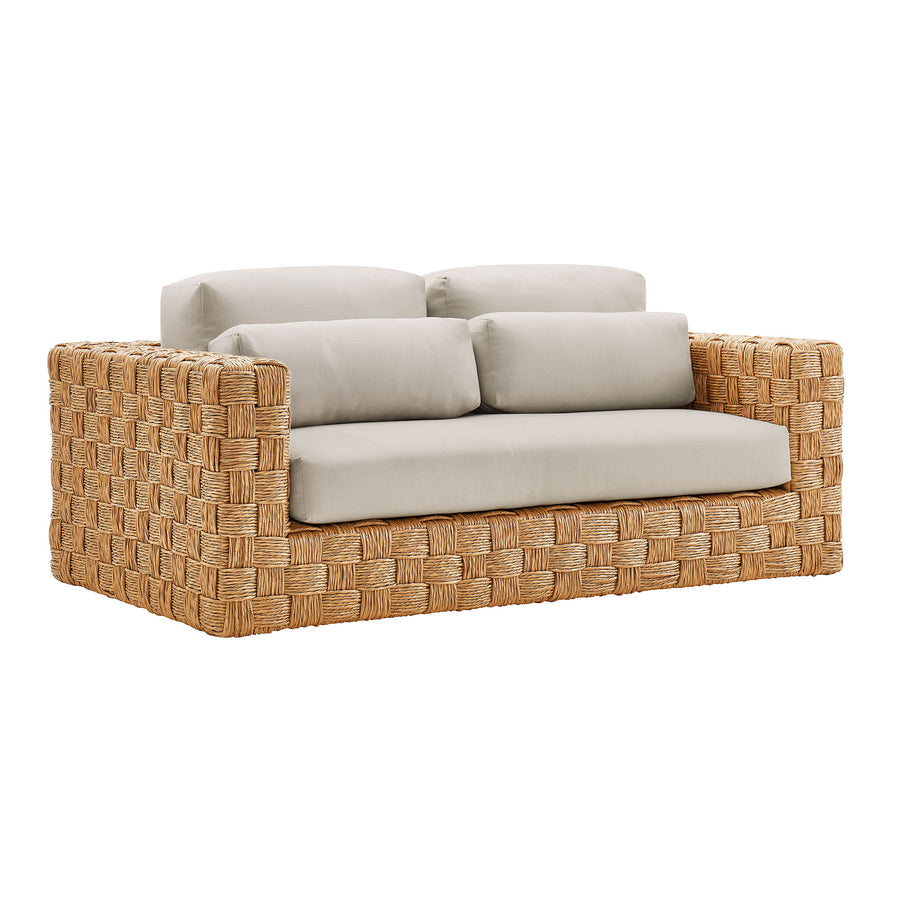 Terra Outdoor Patio Wicker Outdoor Patio Rattan Loveseat in Natural Light Gray