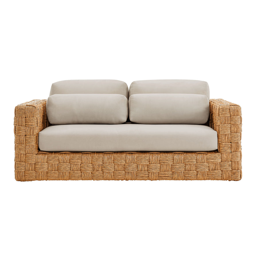 Terra Outdoor Patio Wicker Outdoor Patio Rattan Loveseat in Natural Light Gray