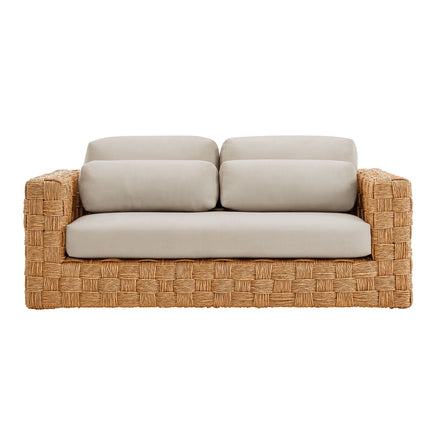 Thames 4-Piece Outdoor Patio Wicker Outdoor Patio Rattan Furniture Set in Natural Light Gray