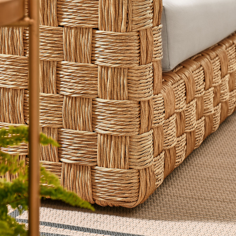Terra Outdoor Patio Wicker Outdoor Patio Rattan Loveseat in Natural Light Gray