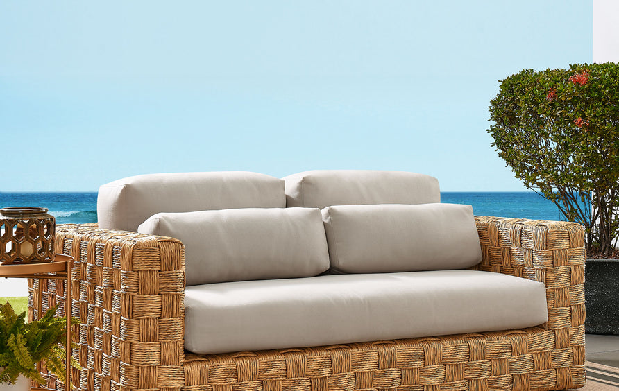 Terra Outdoor Patio Wicker Outdoor Patio Rattan Loveseat in Natural Light Gray