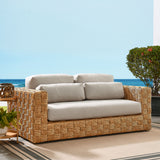 Terra Outdoor Patio Wicker Outdoor Patio Rattan Loveseat in Natural Light Gray