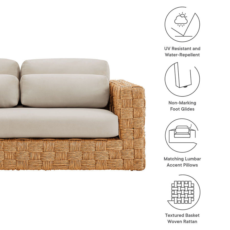 Terra Outdoor Patio Wicker Outdoor Patio Rattan Loveseat in Natural Light Gray