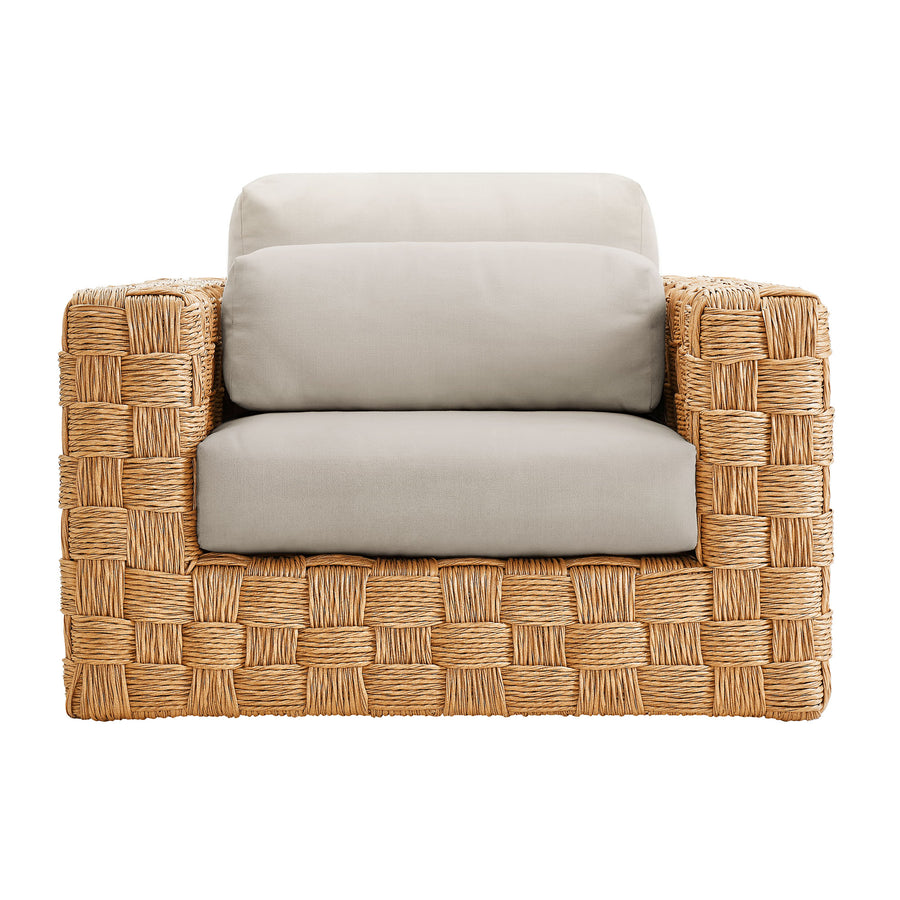 Terra Outdoor Patio Wicker Outdoor Patio Rattan Armchair in Natural Light Gray