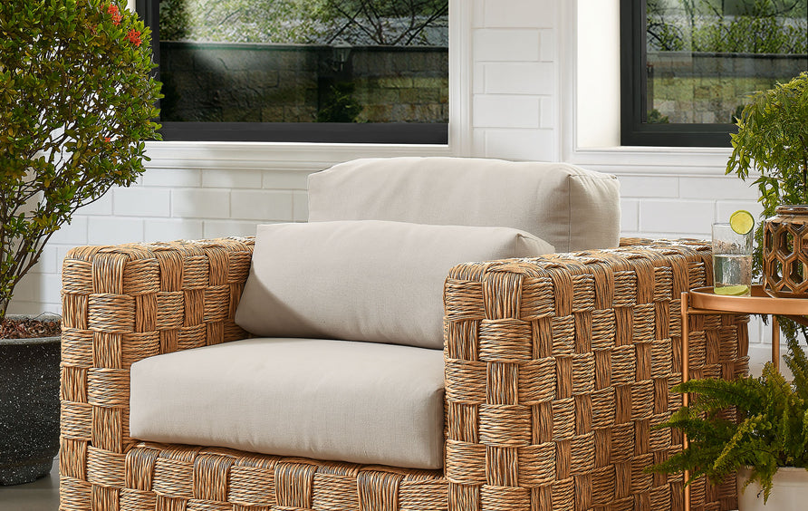 Terra Outdoor Patio Wicker Outdoor Patio Rattan Armchair in Natural Light Gray
