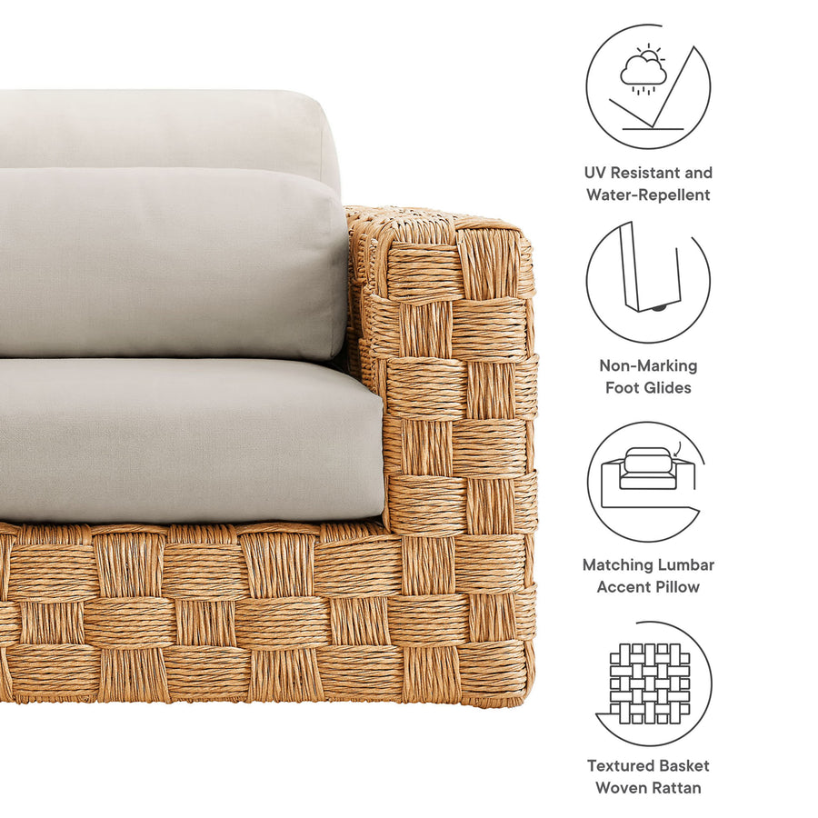 Terra Outdoor Patio Wicker Outdoor Patio Rattan Armchair in Natural Light Gray
