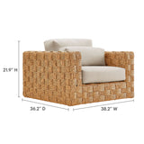 Terra Outdoor Patio Wicker Outdoor Patio Rattan Armchair in Natural Light Gray