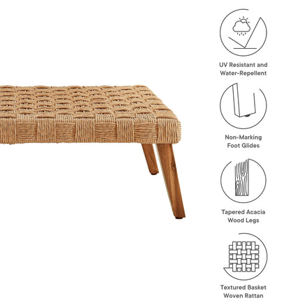 Thames Outdoor Patio Wicker Outdoor Patio Rattan Coffee Table in Natural