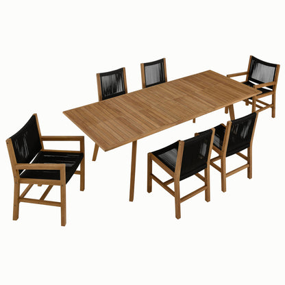 Vienna 7-Piece Outdoor Patio Teak and Rope Dining Set by Furniture For America