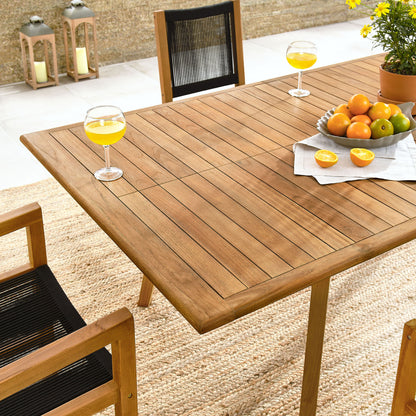 Vienna 7-Piece Outdoor Patio Teak and Rope Dining Set by Furniture For America