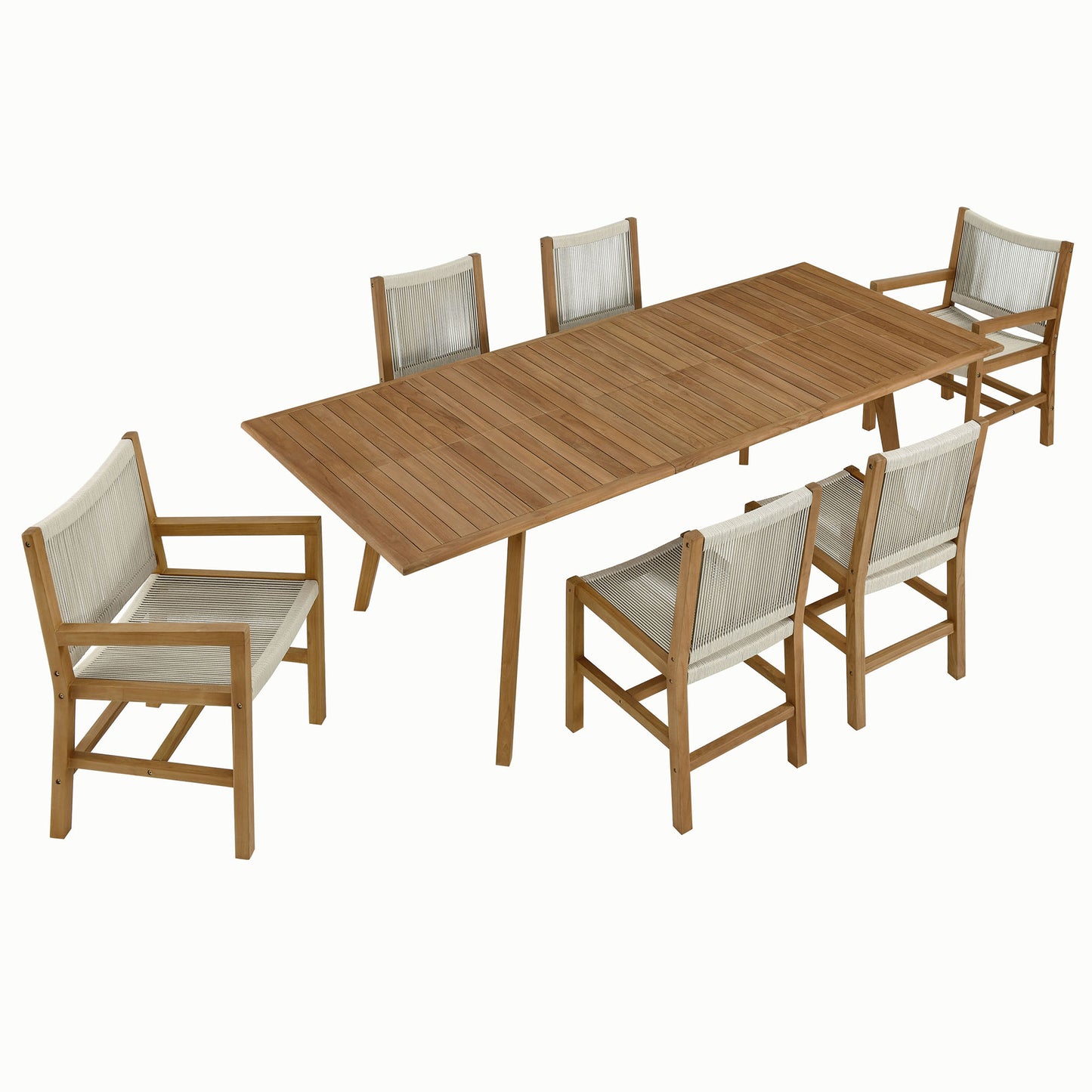 Vienna 7-Piece Outdoor Patio Teak and Rope Dining Set by Furniture For America