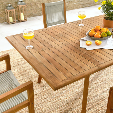 Vienna 7-Piece Outdoor Patio Teak and Rope Dining Set in Natural Natural