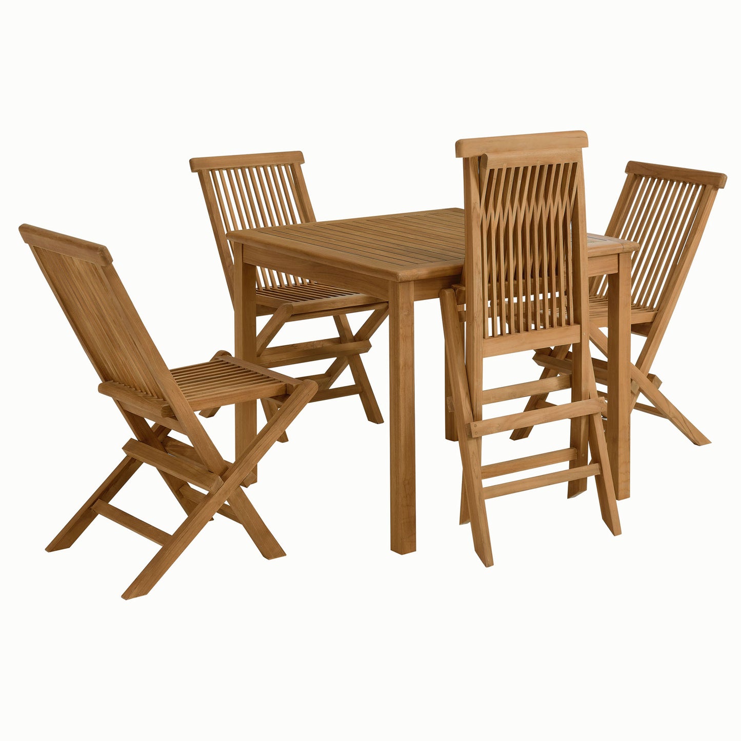 Vienna 5-Piece Outdoor Patio Teak Wood Dining Set with Folding Chairs by Furniture For America